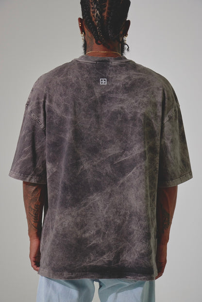 CAMISETA OVERSIZE ACID WASH BASICA - NEGRA