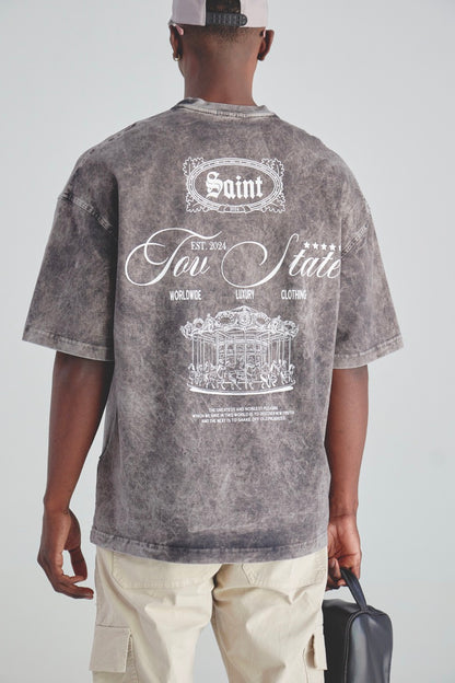 CAMISETA ACID WASH SAINT - NEGRO