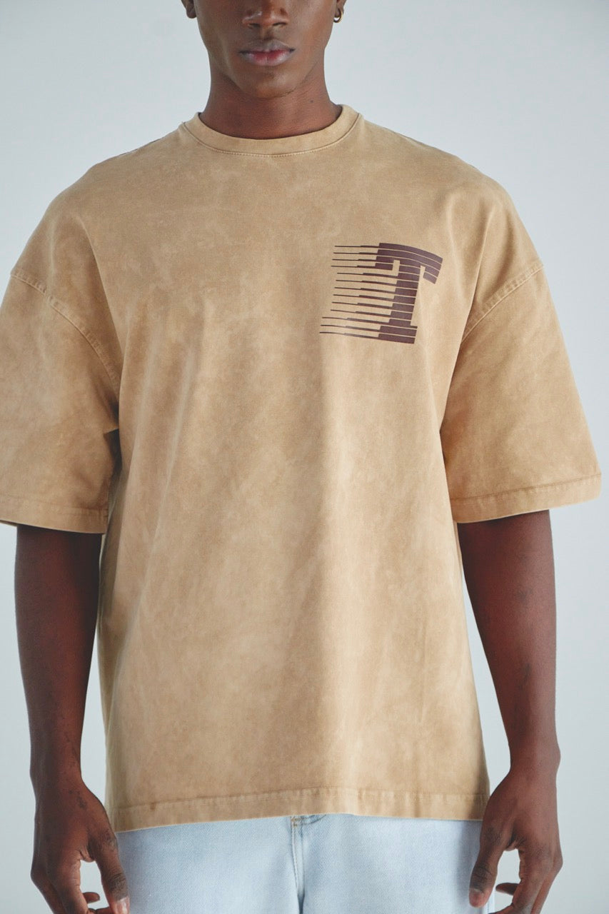 CAMISETA ACID WASH WORLDWIDE - BEIGE