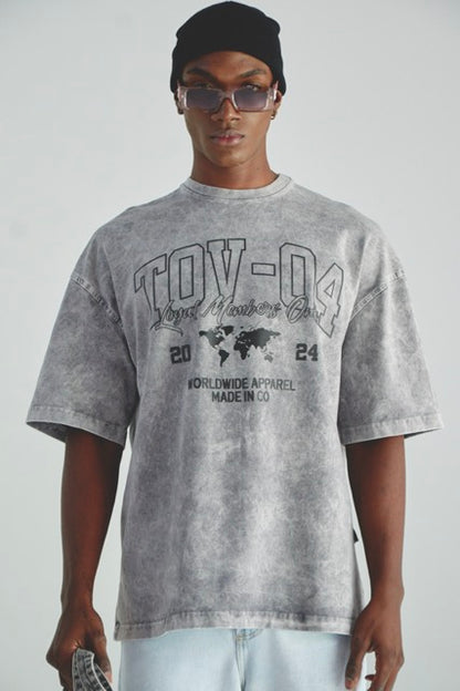 CAMISETA ACID WASH MAPA - GRIS