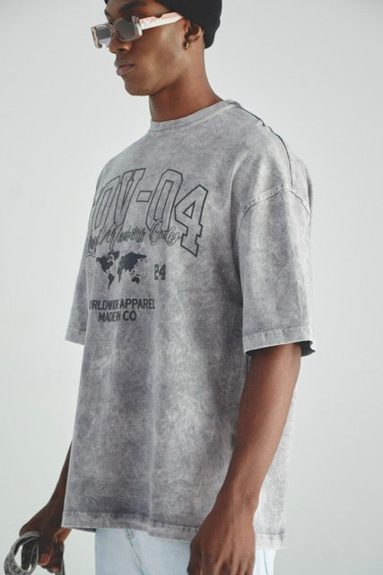 CAMISETA ACID WASH MAPA - GRIS