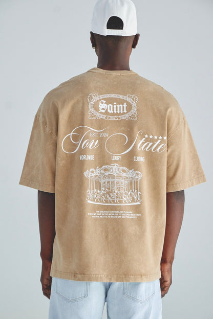 CAMISETA ACID WASH SAINT - BEIGE