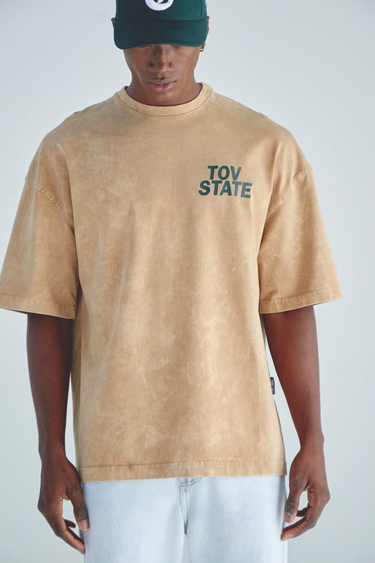 CAMISETA ACID WASH TOV STATE - BEIGE