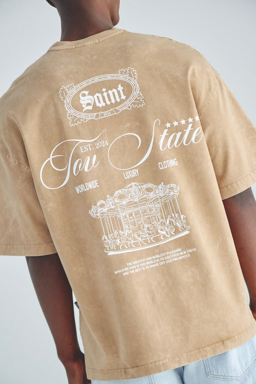 CAMISETA ACID WASH SAINT - BEIGE